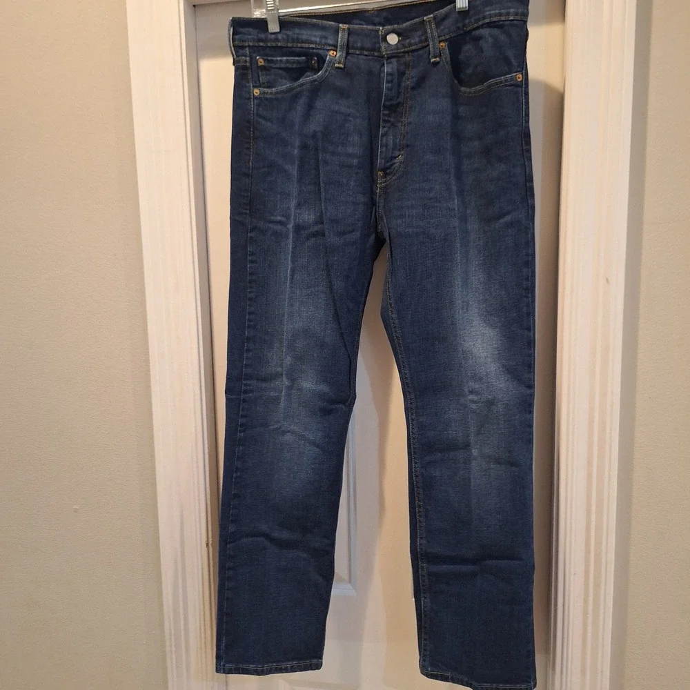 Levi's 505 Regular Fit Jeans Mens 36x30 Blue Dark Wash Straight Leg Denim Pants